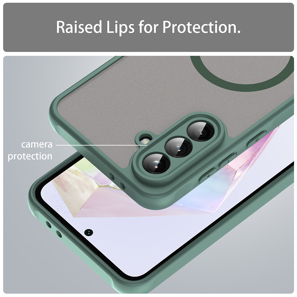 Husa MagSafe pentru Samsung Galaxy A56 A566, Techsuit, HaloFrost II, Verde