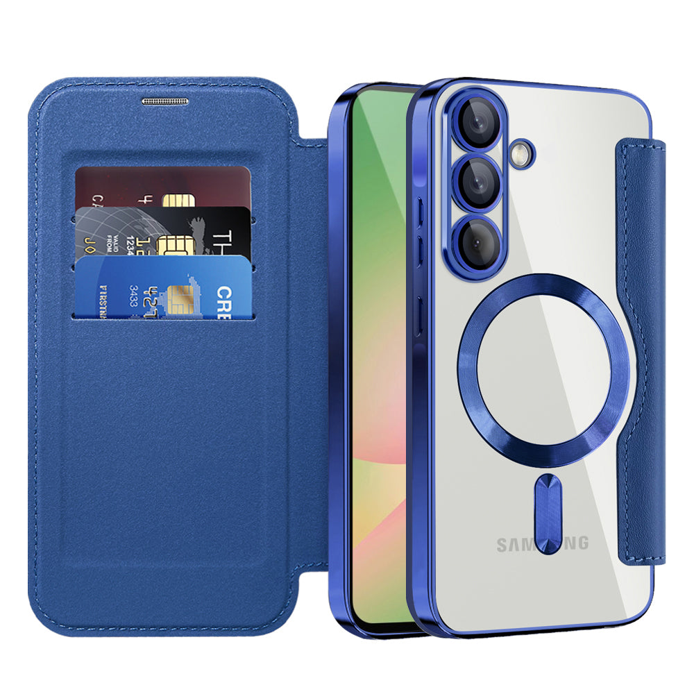 Husa MagSafe pentru Samsung Galaxy A56 A566, Techsuit, SmartMag Book, Albastra