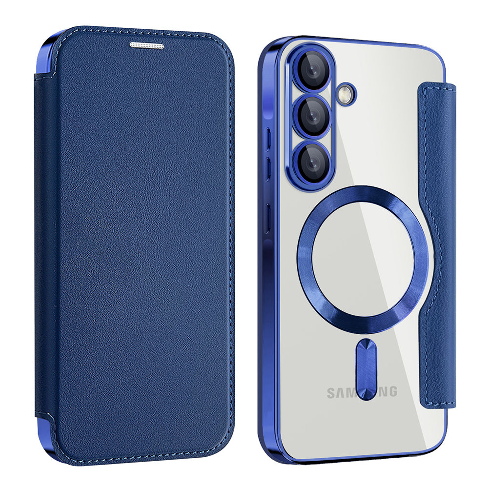 Husa MagSafe pentru Samsung Galaxy A56 A566, Techsuit, SmartMag Book, Albastra