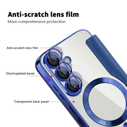 Husa MagSafe pentru Samsung Galaxy A56 A566, Techsuit, SmartMag Book, Albastra