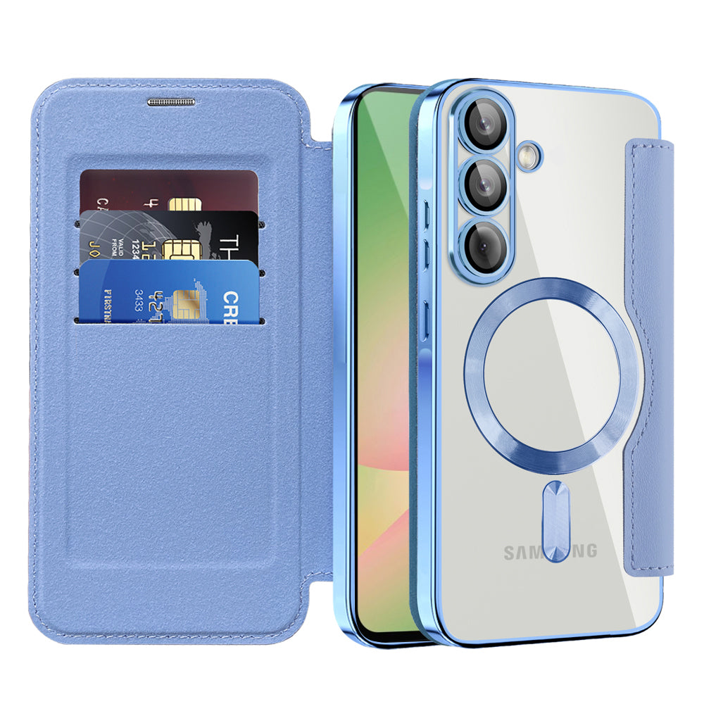 Husa MagSafe pentru Samsung Galaxy A56 A566, Techsuit, SmartMag Book, Bleu