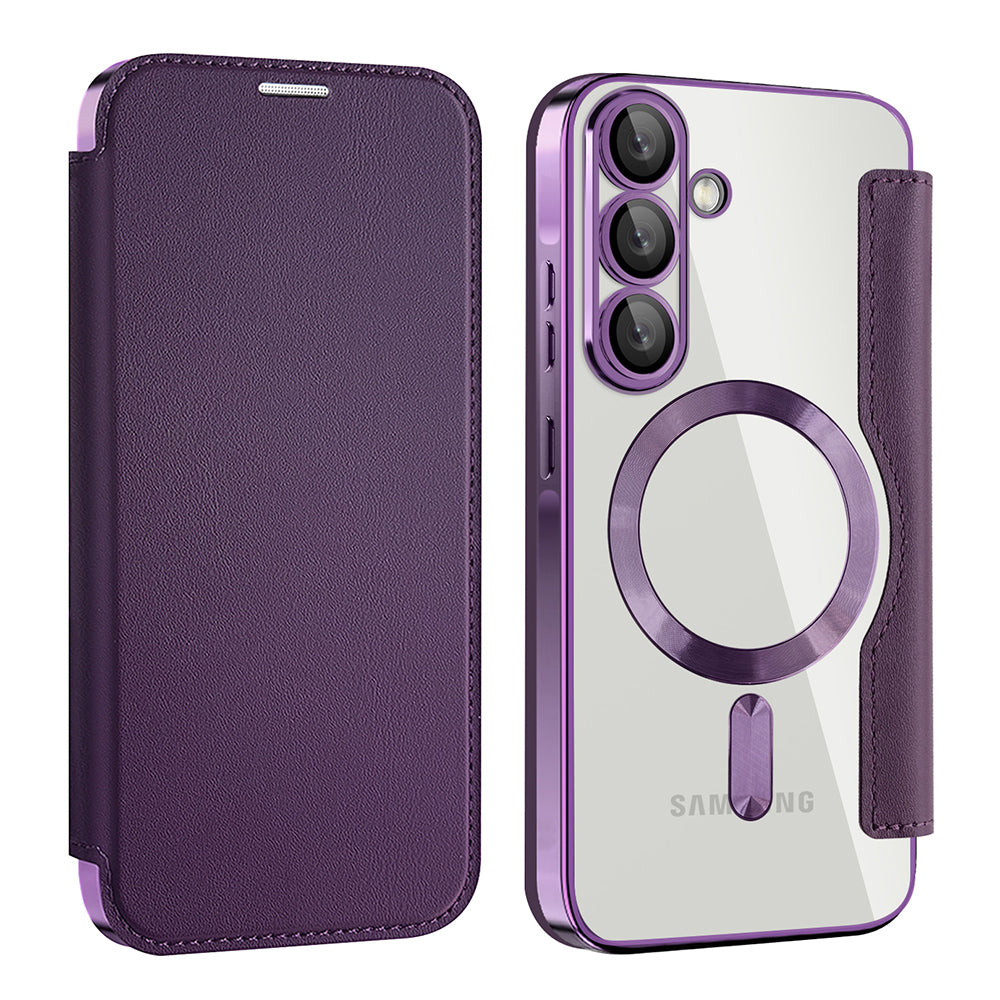 Husa MagSafe pentru Samsung Galaxy A56 A566, Techsuit, SmartMag Book, Mov