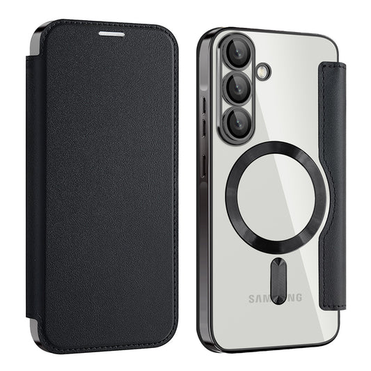 Husa MagSafe pentru Samsung Galaxy A56 A566, Techsuit, SmartMag Book, Neagra