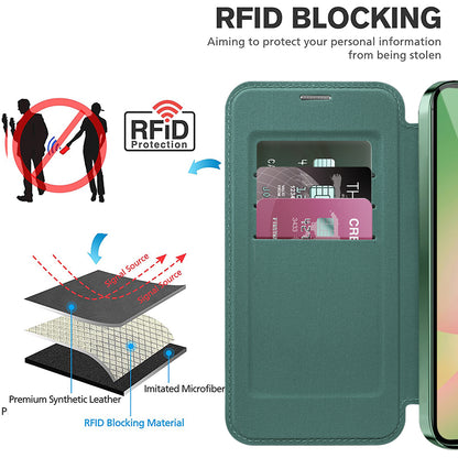 Husa MagSafe pentru Samsung Galaxy A56 A566, Techsuit, SmartMag Book, Verde