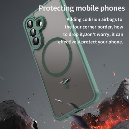 Husa MagSafe pentru Samsung Galaxy A57 5G, Techsuit, HaloFrost II, Verde