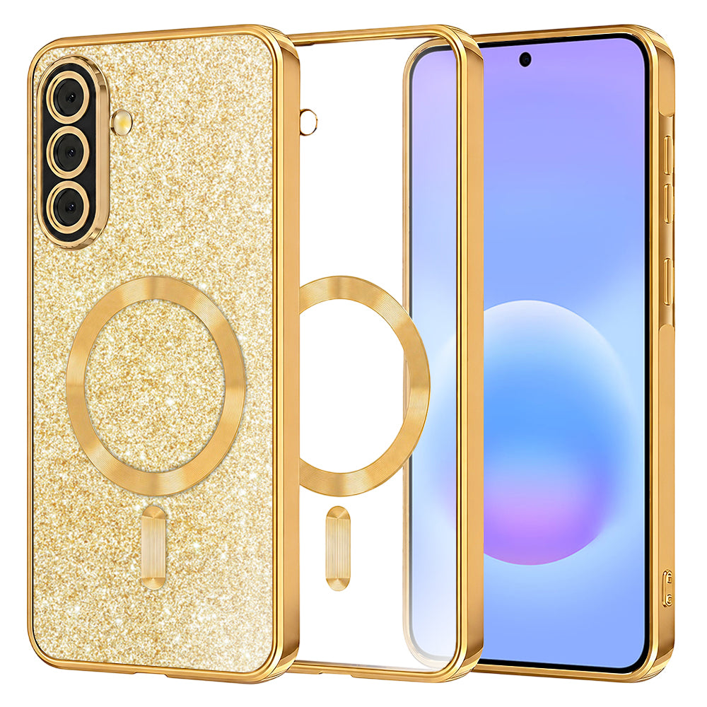 Husa MagSafe pentru Samsung Galaxy A57 5G, Techsuit, Luxury Glitter, Aurie