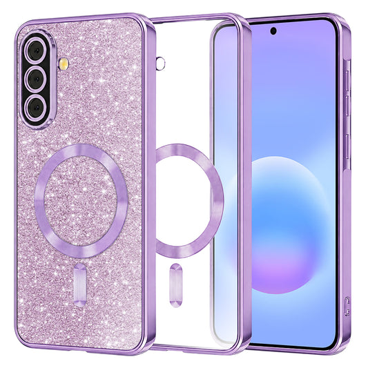 Husa MagSafe pentru Samsung Galaxy A57 5G, Techsuit, Luxury Glitter, Mov Deschis