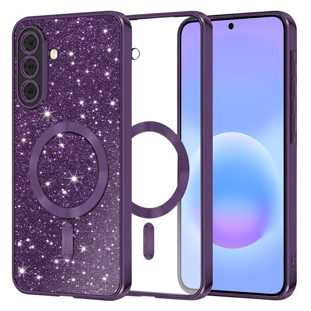 Husa MagSafe pentru Samsung Galaxy A57 5G, Techsuit, Luxury Glitter, Mov Inchis