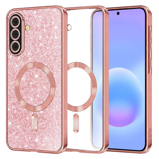 Husa MagSafe pentru Samsung Galaxy A57 5G, Techsuit, Luxury Glitter, Roz Aurie