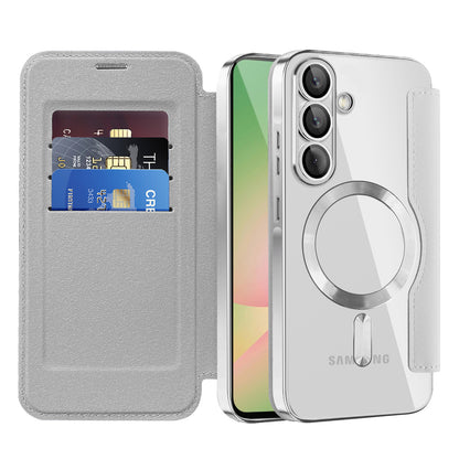 Husa MagSafe pentru Samsung Galaxy A57 5G, Techsuit, SmartMag Book, Gri