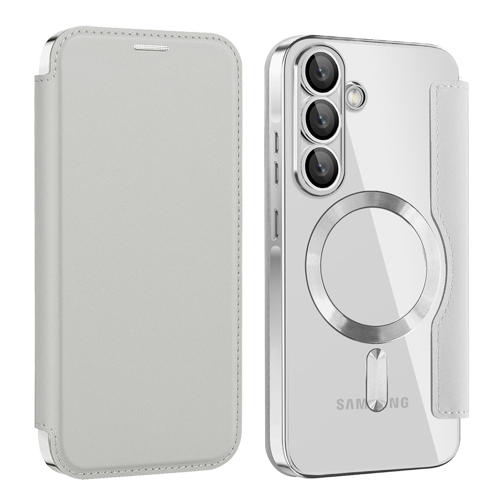 Husa MagSafe pentru Samsung Galaxy A57 5G, Techsuit, SmartMag Book, Gri