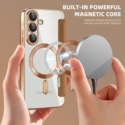 Husa MagSafe pentru Samsung Galaxy A57 5G, Techsuit, SmartMag Book, Maro