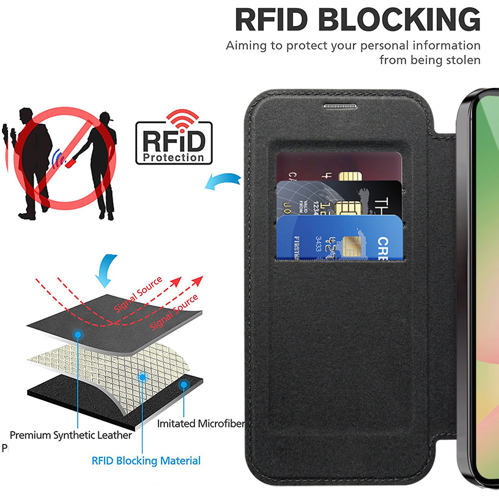 Husa MagSafe pentru Samsung Galaxy A57 5G, Techsuit, SmartMag Book, Neagra
