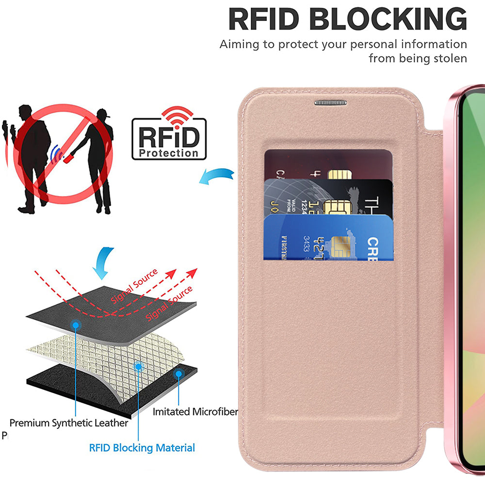 Husa MagSafe pentru Samsung Galaxy A57 5G, Techsuit, SmartMag Book, Roz