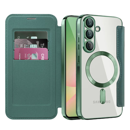 Husa MagSafe pentru Samsung Galaxy A57 5G, Techsuit, SmartMag Book, Verde