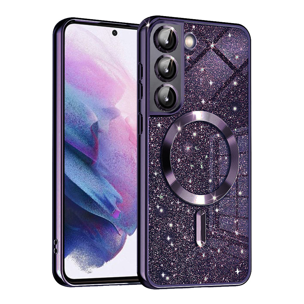 Husa MagSafe pentru Samsung Galaxy S21 5G G991, Techsuit, Luxury Glitter, Mov Inchis