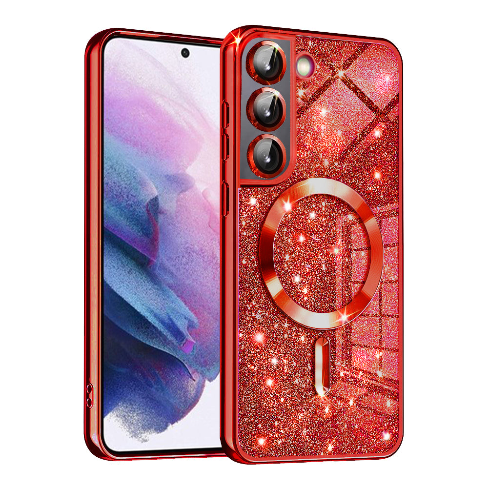 Husa MagSafe pentru Samsung Galaxy S21 5G G991, Techsuit, Luxury Glitter, Rosie