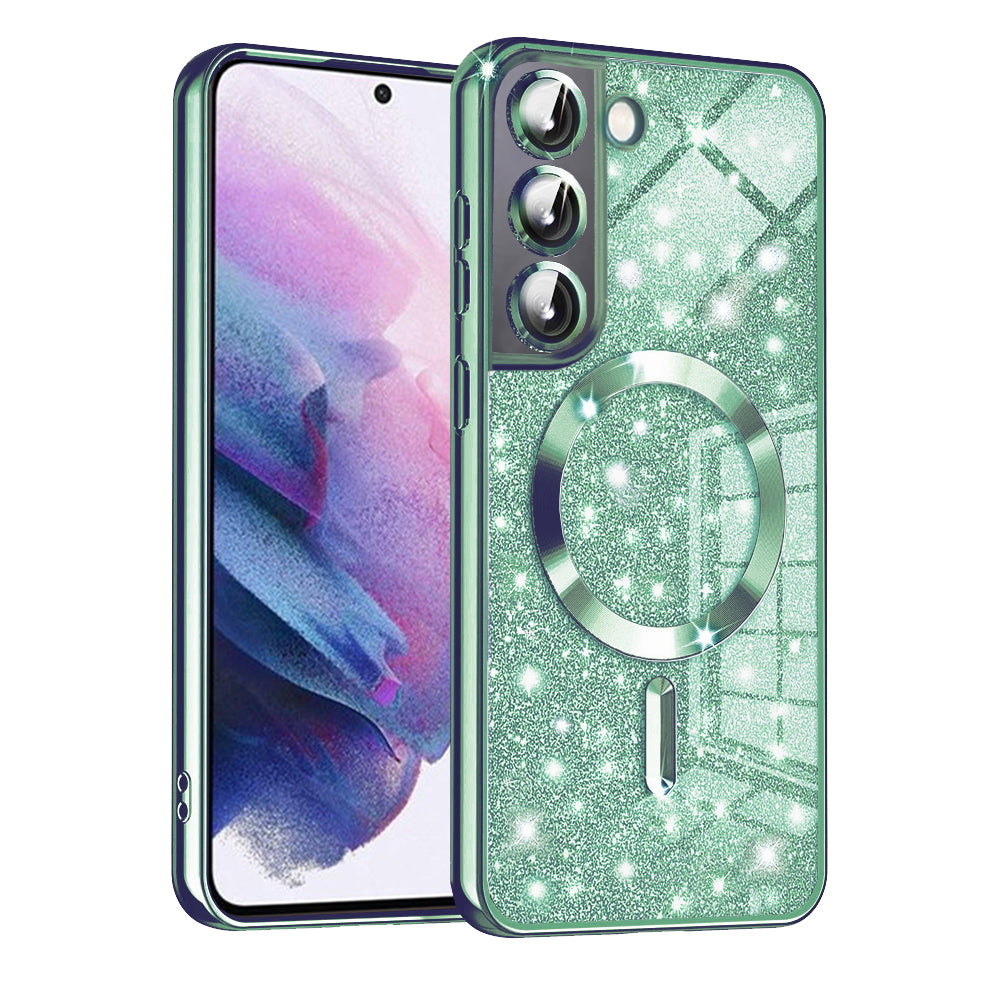 Husa MagSafe pentru Samsung Galaxy S21 5G G991, Techsuit, Luxury Glitter, Verde Deschis