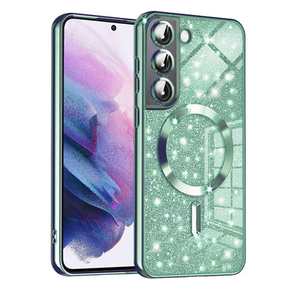 Husa MagSafe pentru Samsung Galaxy S21 5G G991, Techsuit, Luxury Glitter, Verde Deschis