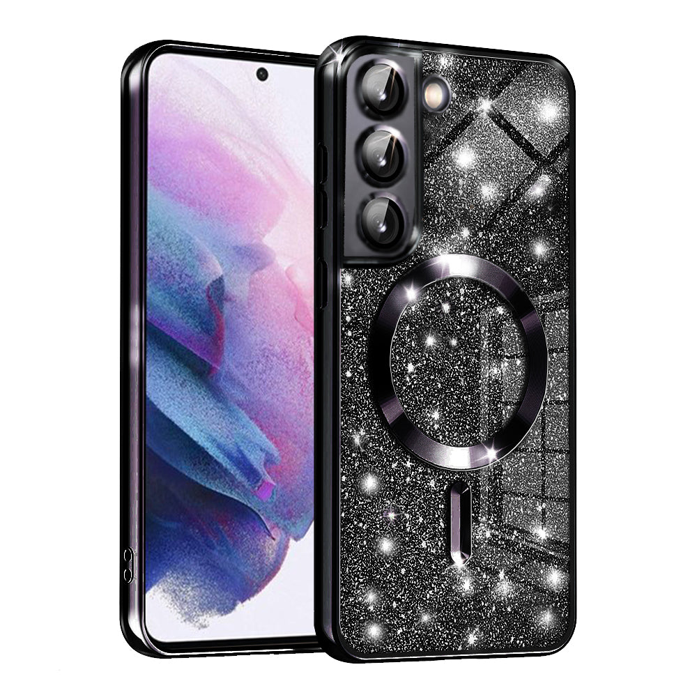 Husa MagSafe pentru Samsung Galaxy S21 FE 5G G990, Techsuit, Luxury Glitter, Neagra