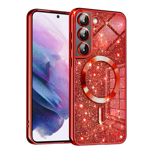 Husa MagSafe pentru Samsung Galaxy S22 5G S901, Techsuit, Luxury Glitter, Rosie