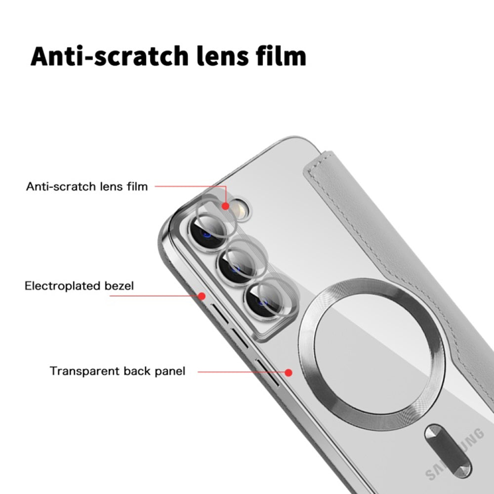 Husa MagSafe pentru Samsung Galaxy S22 5G S901, Techsuit, SmartMag Book, Gri