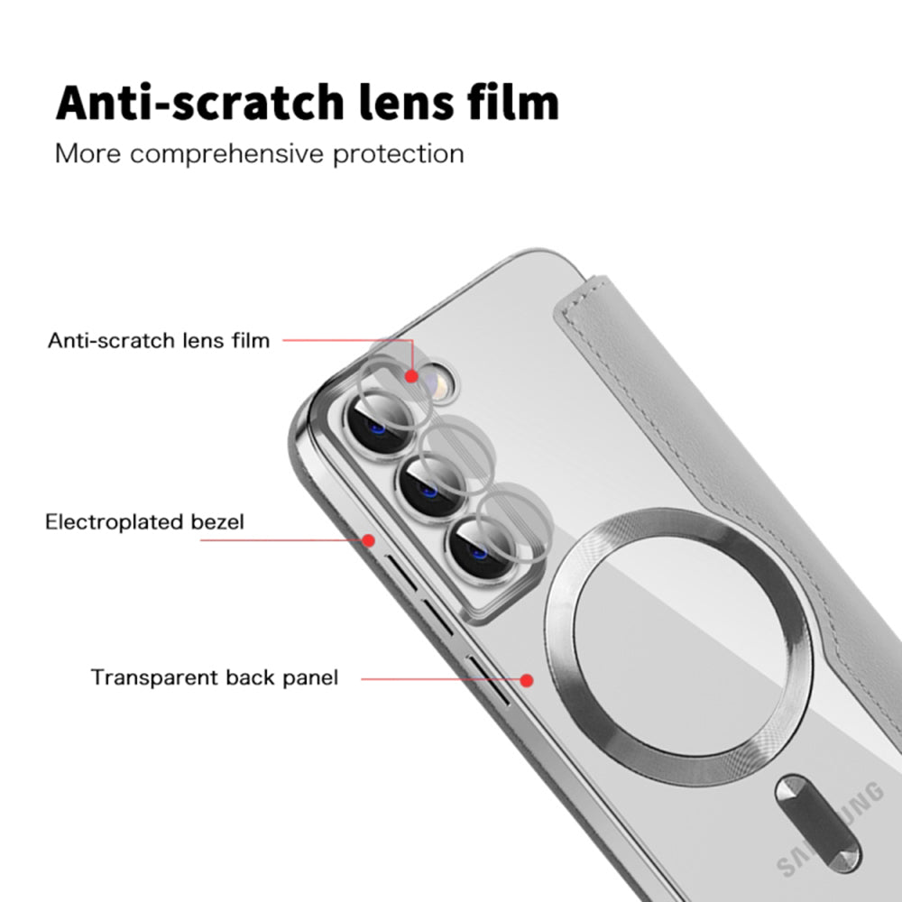 Husa MagSafe pentru Samsung Galaxy S22+ 5G S906, Techsuit, SmartMag Book, Gri