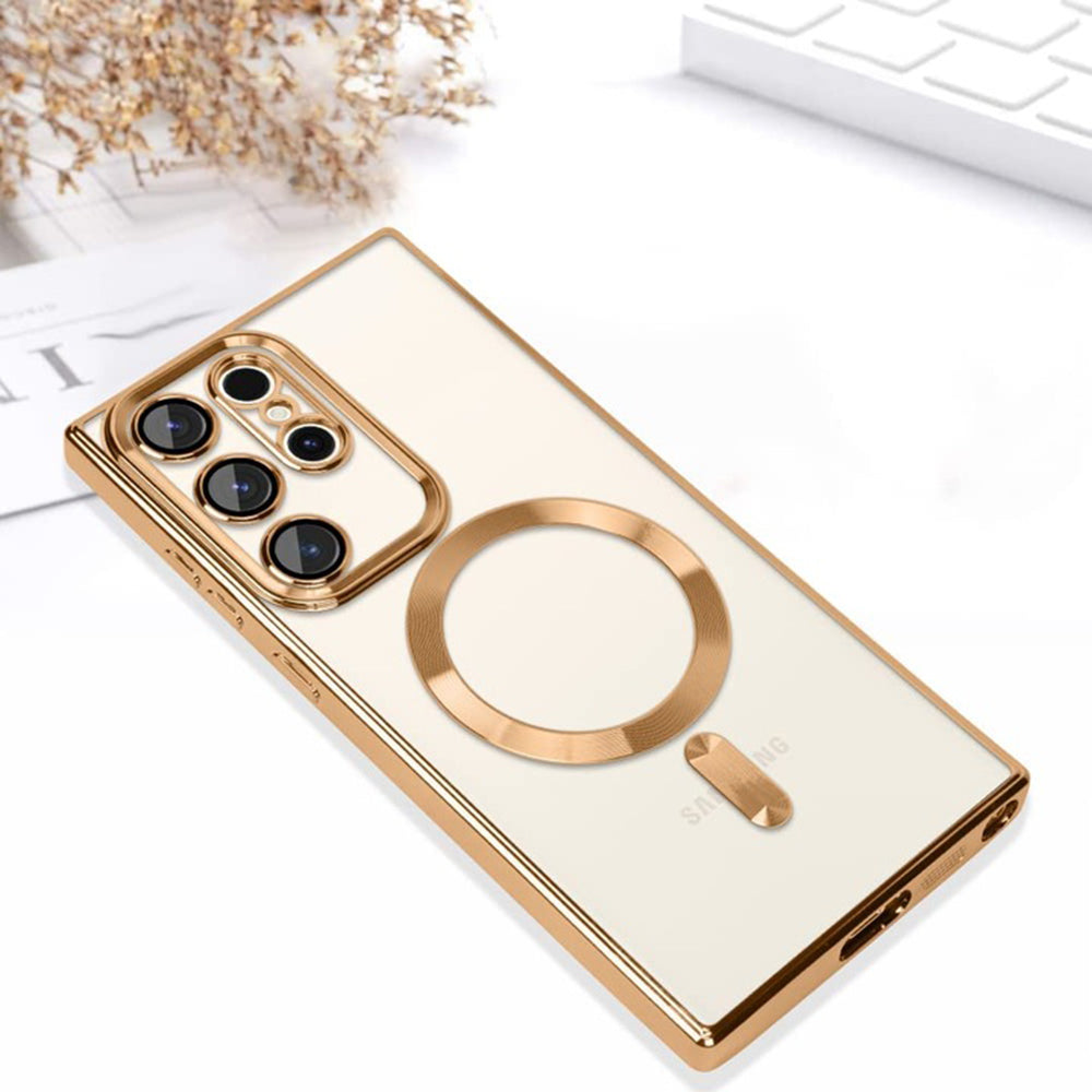 Husa MagSafe pentru Samsung Galaxy S22 Ultra 5G S908, Techsuit, Luxury Crystal, Rosie