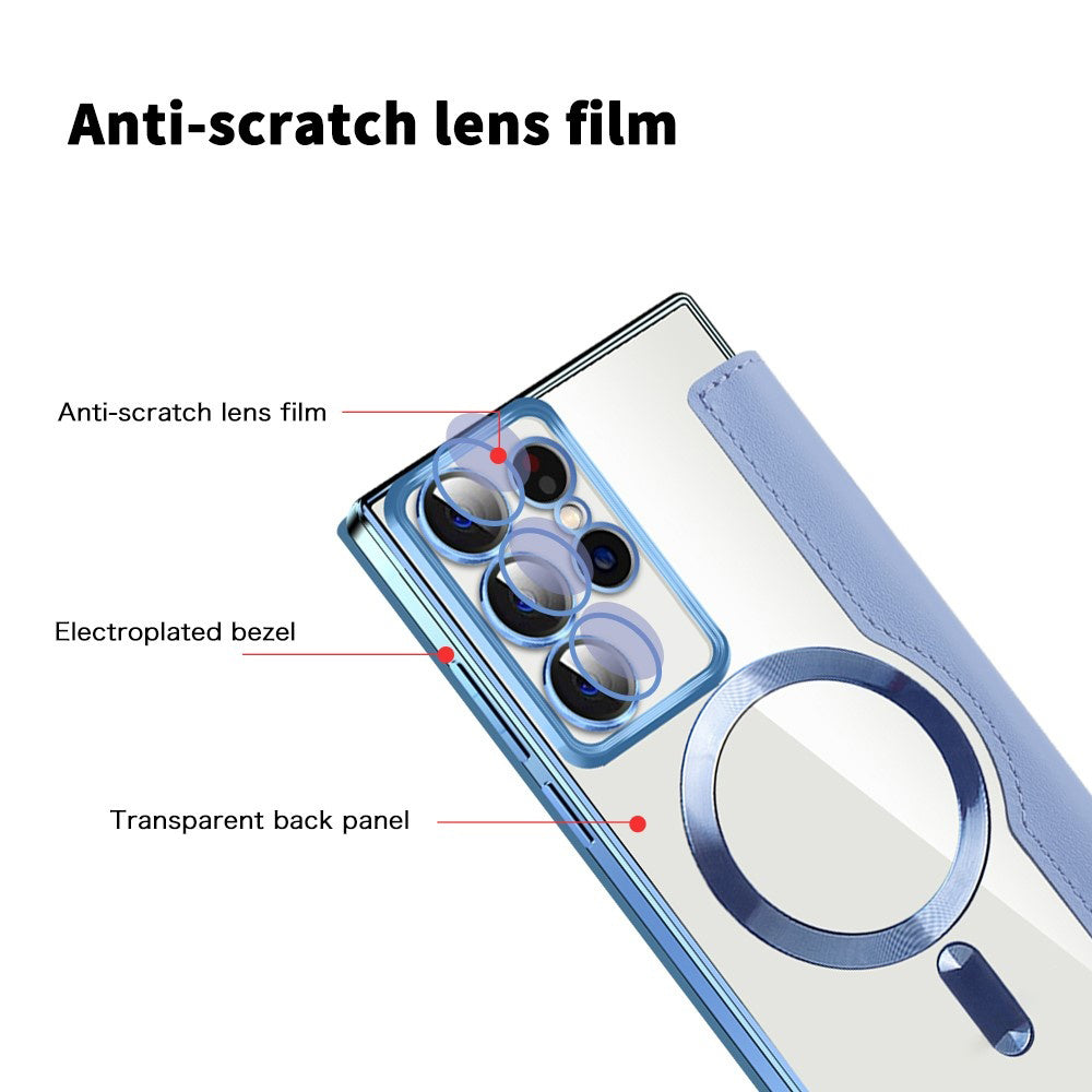 Husa MagSafe pentru Samsung Galaxy S22 Ultra 5G S908, Techsuit, SmartMag Book, Bleu