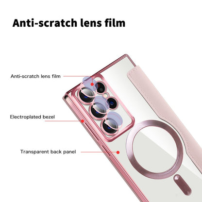 Husa MagSafe pentru Samsung Galaxy S22 Ultra 5G S908, Techsuit, SmartMag Book, Roz