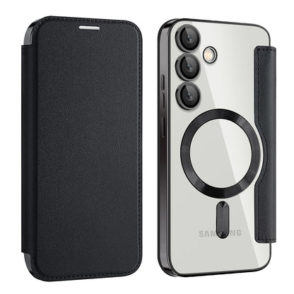 Husa MagSafe pentru Samsung Galaxy S23 FE S711, Techsuit, SmartMag Book, Neagra