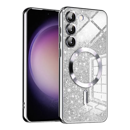 Husa MagSafe pentru Samsung Galaxy S23+ S916, Techsuit, Luxury Glitter, Argintie