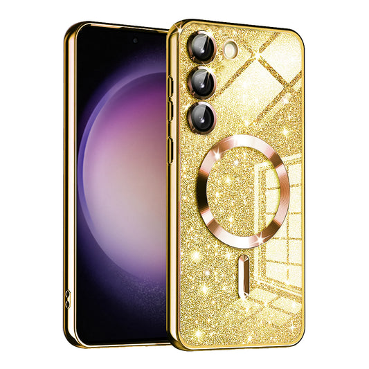 Husa MagSafe pentru Samsung Galaxy S23+ S916, Techsuit, Luxury Glitter, Aurie