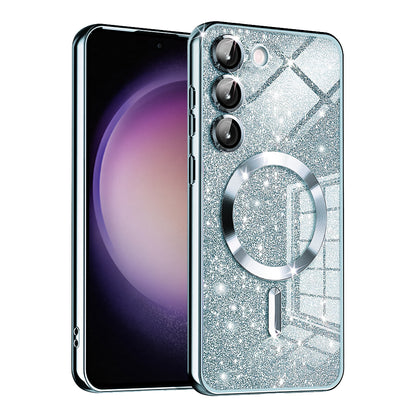 Husa MagSafe pentru Samsung Galaxy S23+ S916, Techsuit, Luxury Glitter, Bleu