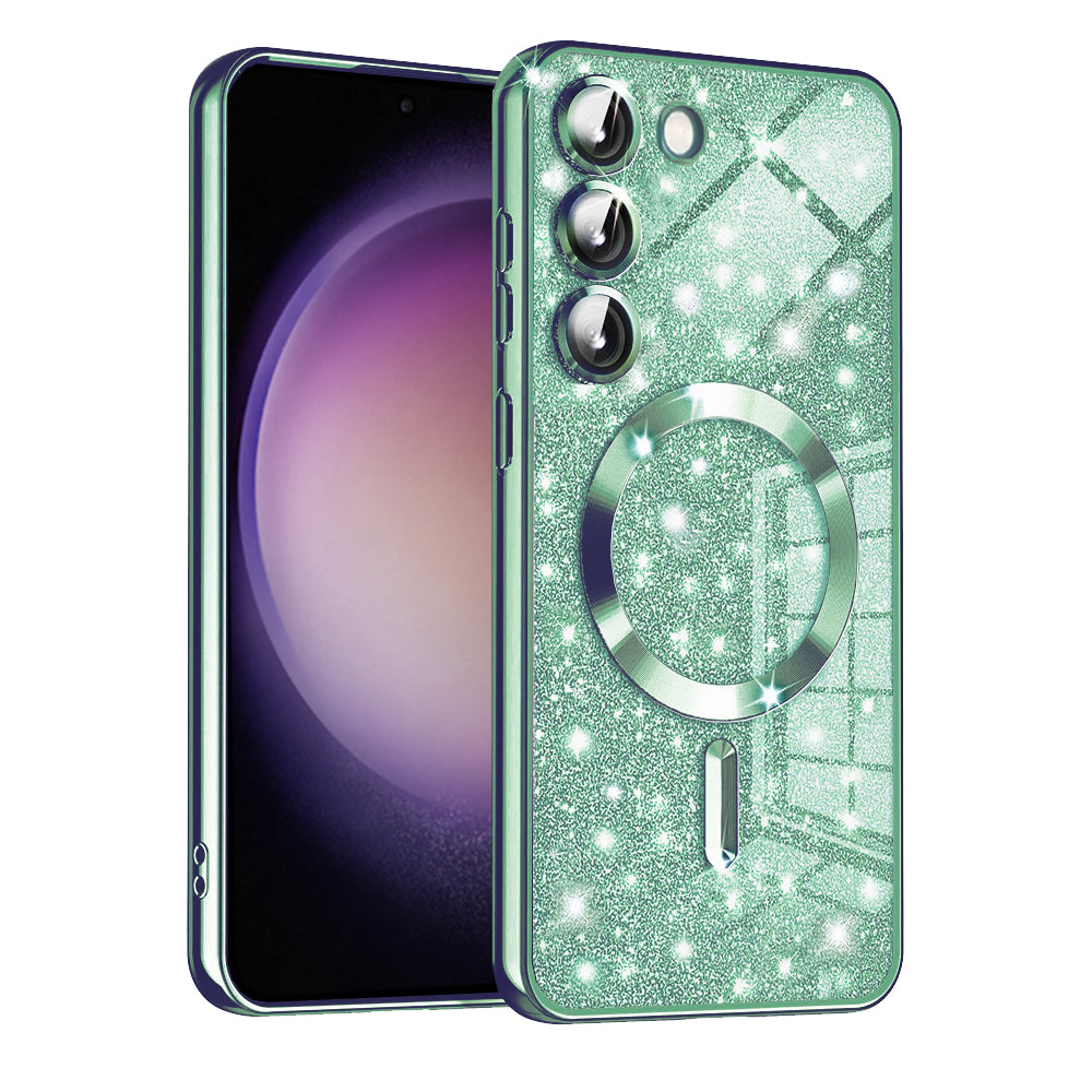Husa MagSafe pentru Samsung Galaxy S23+ S916, Techsuit, Luxury Glitter, Verde Deschis