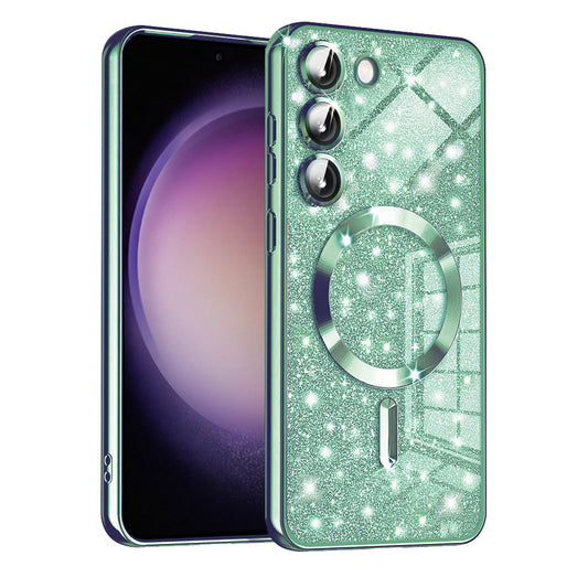 Husa MagSafe pentru Samsung Galaxy S23+ S916, Techsuit, Luxury Glitter, Verde Deschis