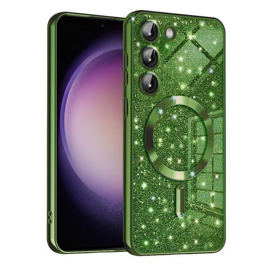 Husa MagSafe pentru Samsung Galaxy S23+ S916, Techsuit, Luxury Glitter, Verde Inchis