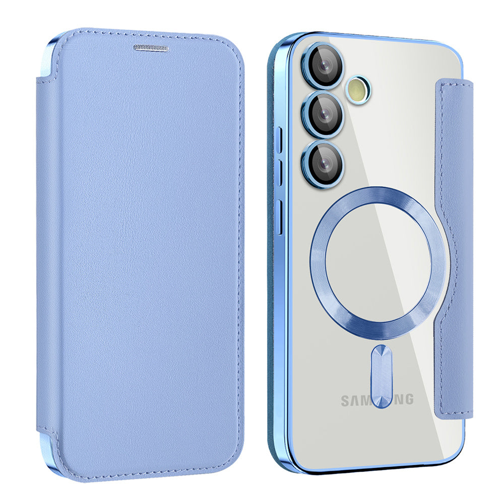 Husa MagSafe pentru Samsung Galaxy S23+ S916, Techsuit, SmartMag Book, Bleu