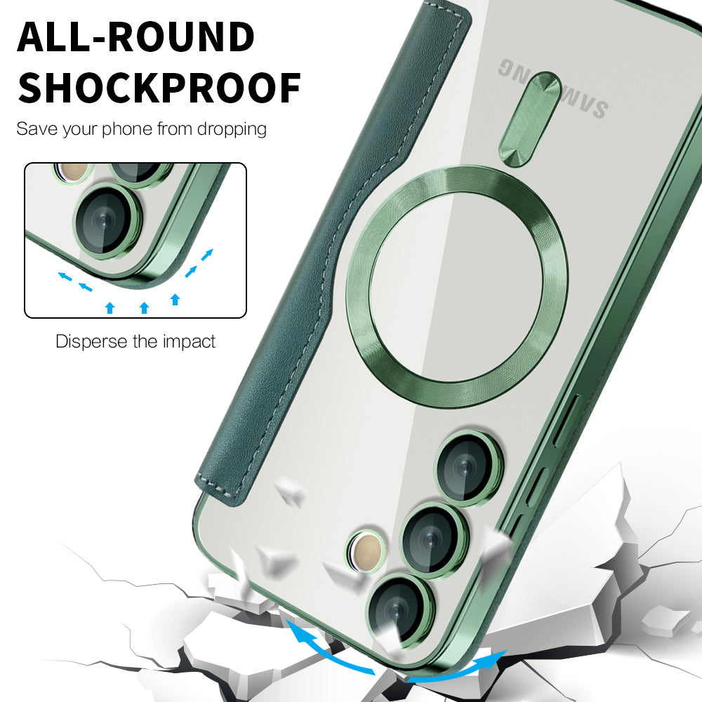 Husa MagSafe pentru Samsung Galaxy S23+ S916, Techsuit, SmartMag Book, Verde