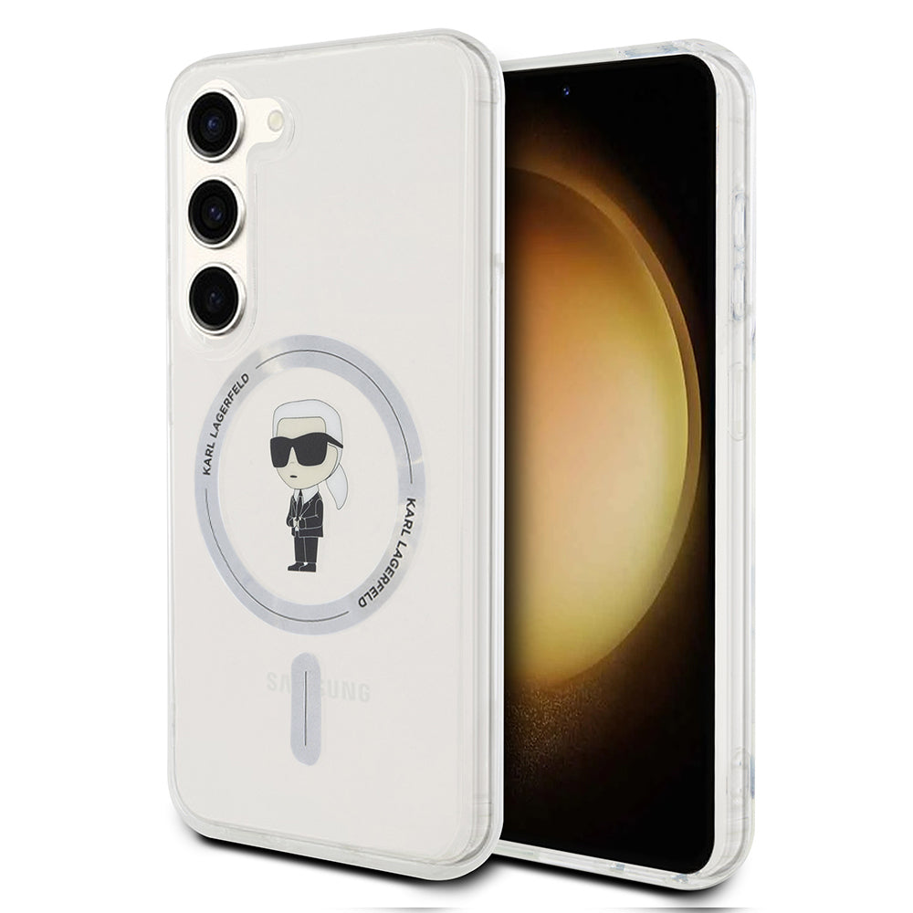 Husa MagSafe pentru Samsung Galaxy S23 S911, Karl Lagerfeld, IML Ikonik Karl, Transparenta
