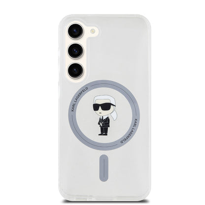 Husa MagSafe pentru Samsung Galaxy S23 S911, Karl Lagerfeld, IML Ikonik Karl, Transparenta