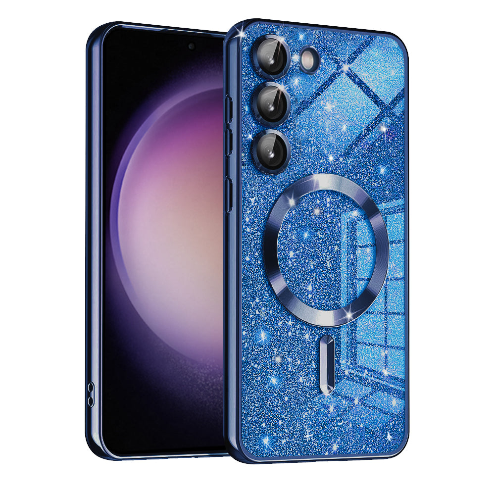 Husa MagSafe pentru Samsung Galaxy S23 S911, Techsuit, Luxury Glitter, Albastra Inchis