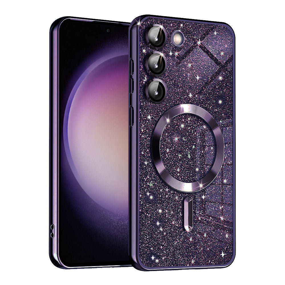 Husa MagSafe pentru Samsung Galaxy S23 S911, Techsuit, Luxury Glitter, Mov Inchis