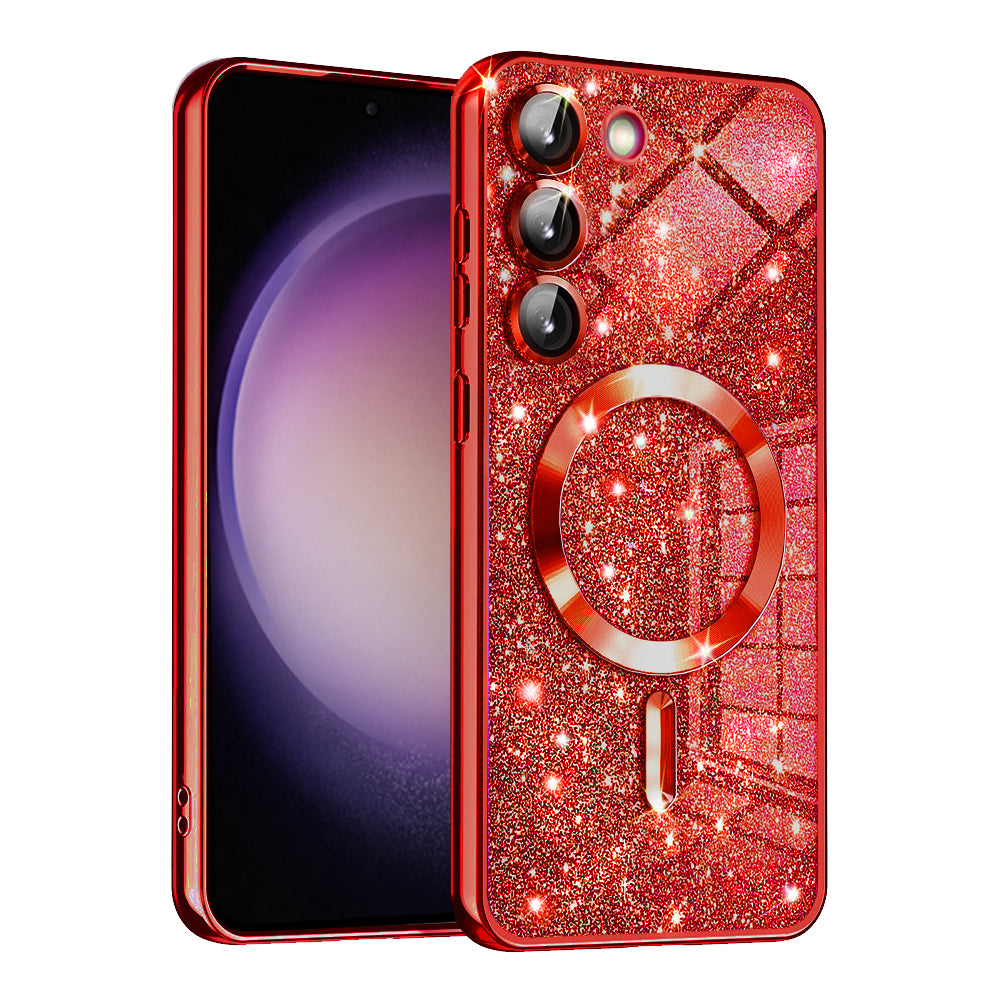 Husa MagSafe pentru Samsung Galaxy S23 S911, Techsuit, Luxury Glitter, Rosie