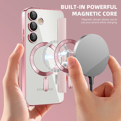 Husa MagSafe pentru Samsung Galaxy S23 S911, Techsuit, SmartMag Book, Roz