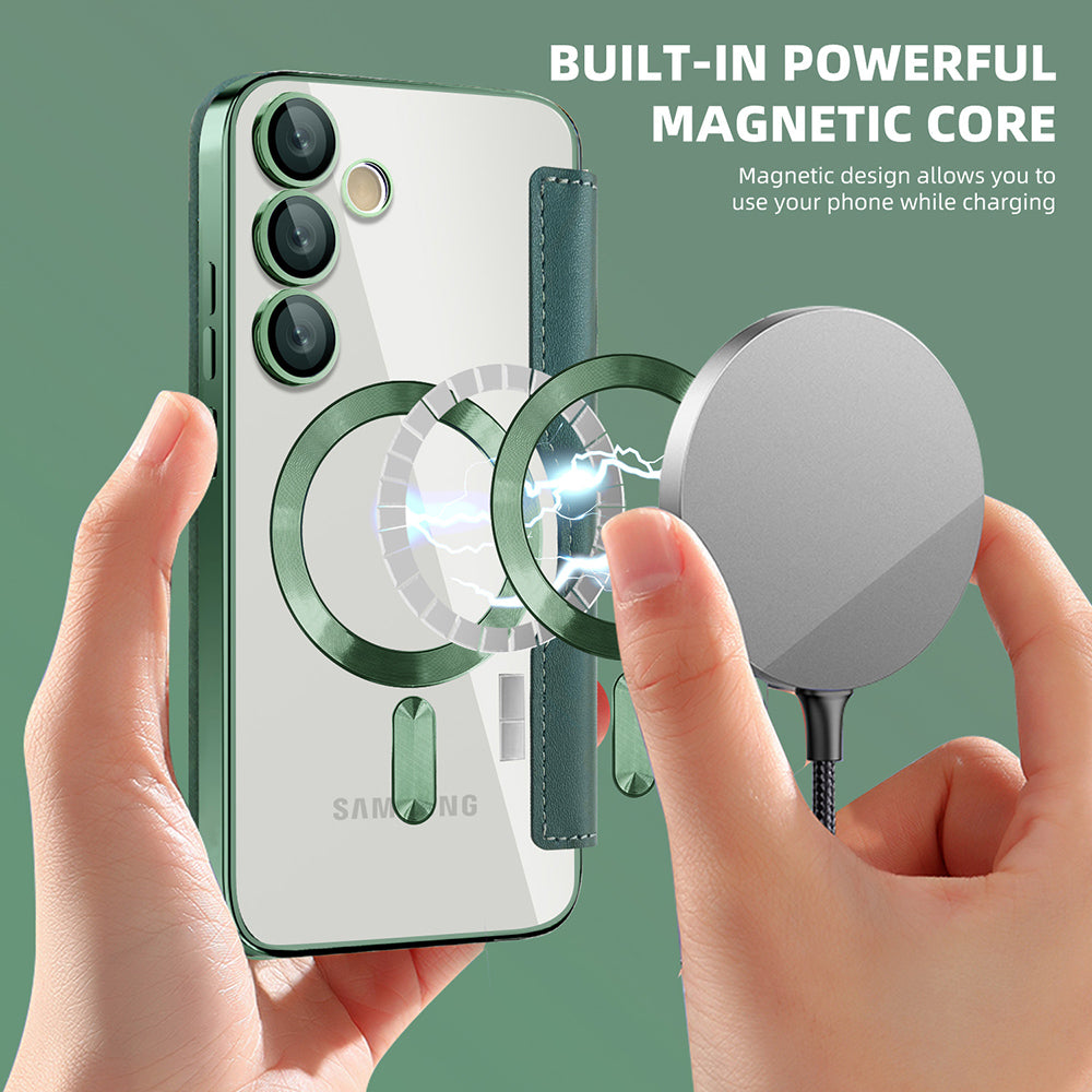 Husa MagSafe pentru Samsung Galaxy S23 S911, Techsuit, SmartMag Book, Verde