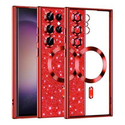 Husa MagSafe pentru Samsung Galaxy S23 Ultra S918, Techsuit, Luxury Glitter, Rosie