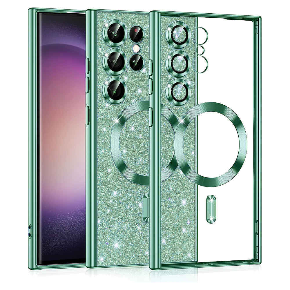 Husa MagSafe pentru Samsung Galaxy S23 Ultra S918, Techsuit, Luxury Glitter, Verde Deschis