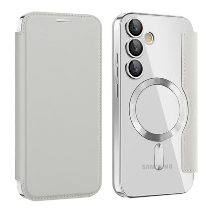 Husa MagSafe pentru Samsung Galaxy S24 FE S721, Techsuit, SmartMag Book, Gri