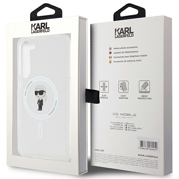 Husa MagSafe pentru Samsung Galaxy S24+ S926, Karl Lagerfeld, IML Ikonik Karl, Transparenta